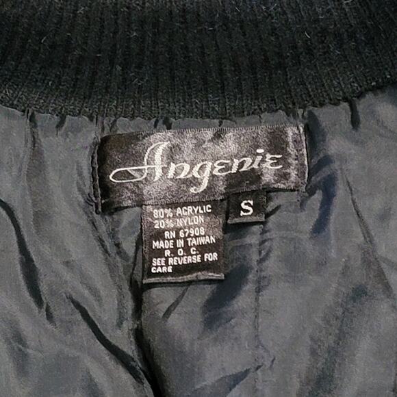 Angenie Vintage 80s Butterfly Print Fuzzy Grandpa Cardigan Sweater Puff Sleeve - Picture 3 of 5